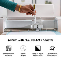Cricut® Glitter Gel Pens 0.8 mm, Rainbow Sampler (10 ct) + Adapter