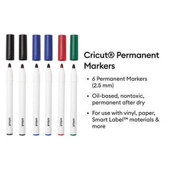 Permanent Markers 2.5 mm, Black/Blue/Red/Green (6 ct)